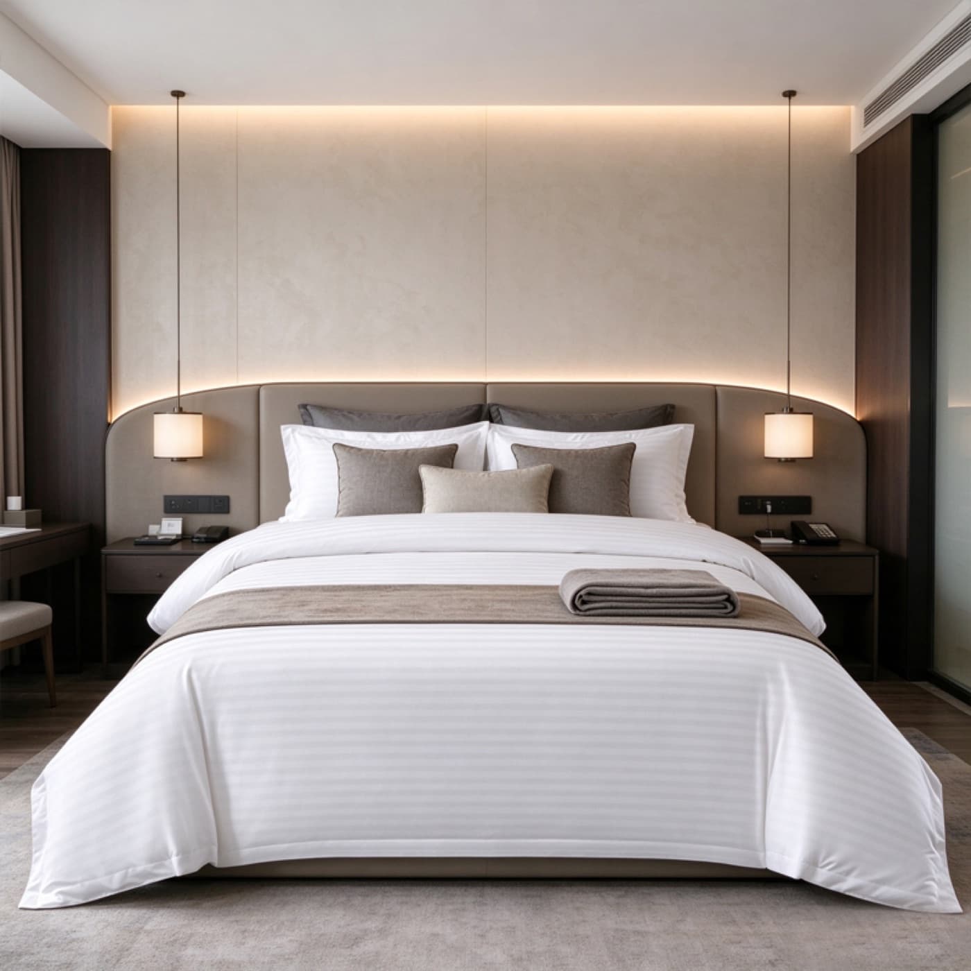 Meelaude Luxe soepel beddengoed wit 3cm gestreept 300tc 4-delig