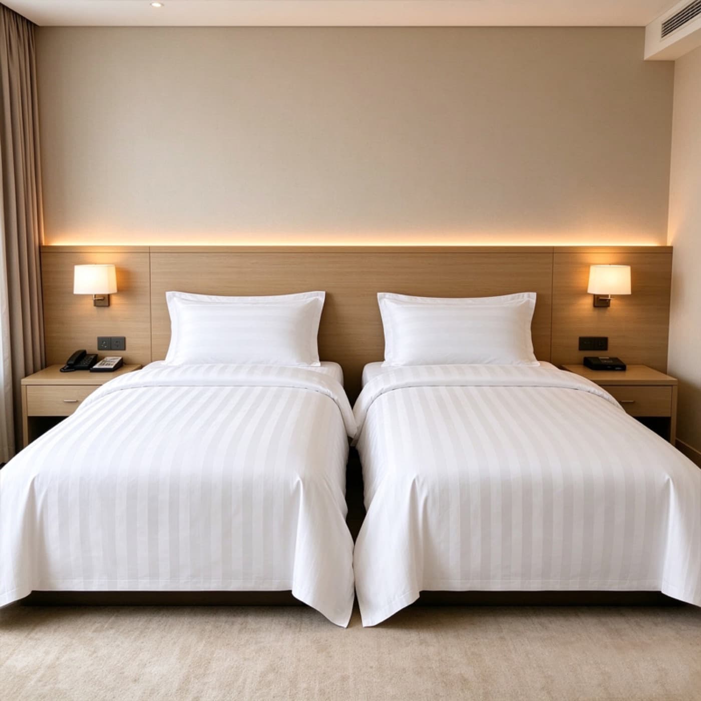 Meelaude Gastenbed beddengoed wit 3cm gestreept 60x40s 4-delige set